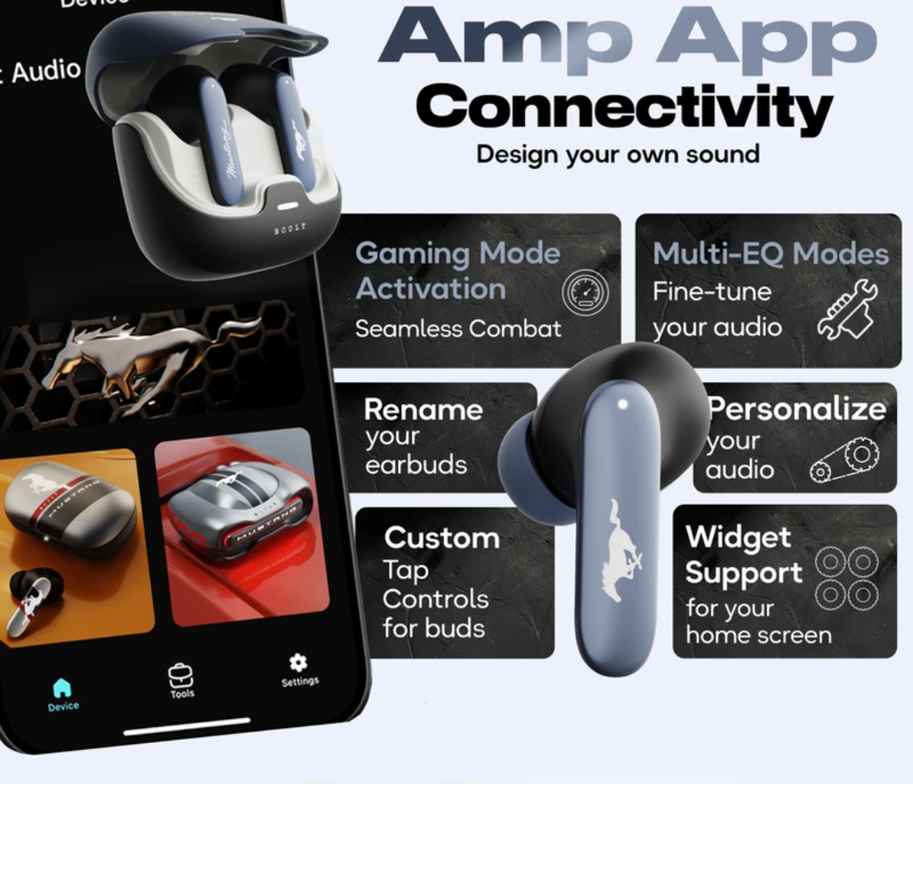 Mustang Torq X50 TWS Earbuds – Gaming Mode | App Support | Premium Sound