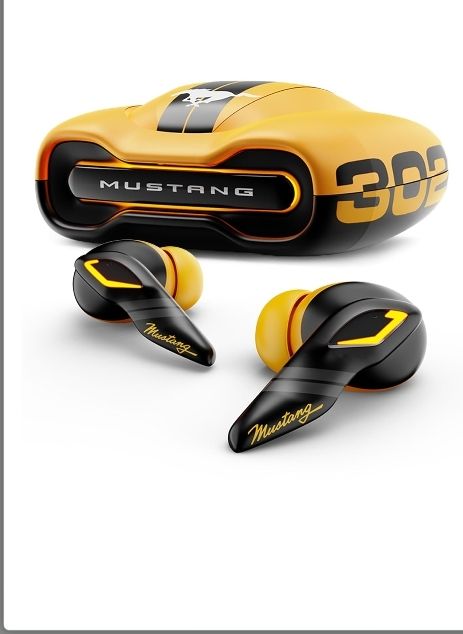 Mustang 302 Racing Edition TWS Wireless Earbuds with Deep Bass, Low Latency Gaming Mode & Touch Control (Yellow)