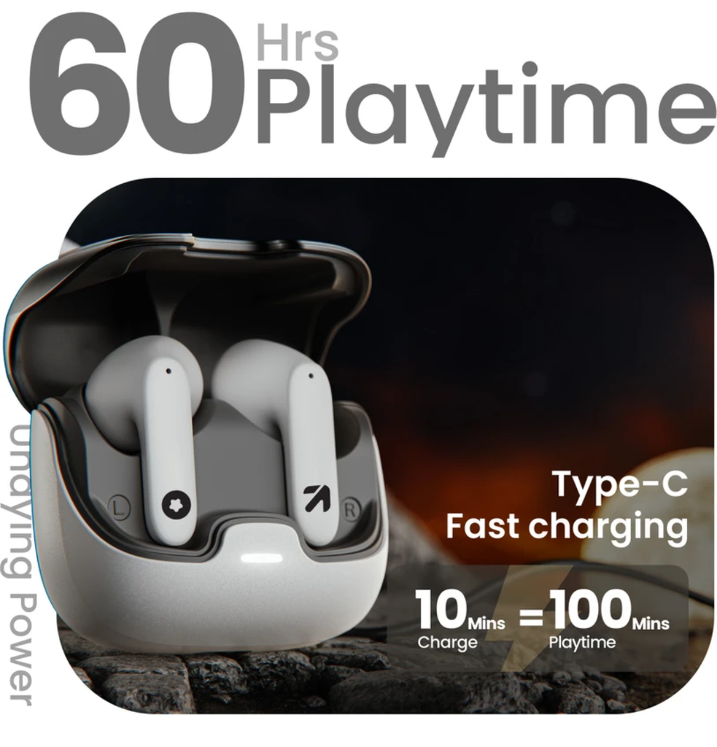 🎧 Premium Wireless Earbuds | 60 Hours Playtime | Type-C Fast Charging | Crystal Clear Sound