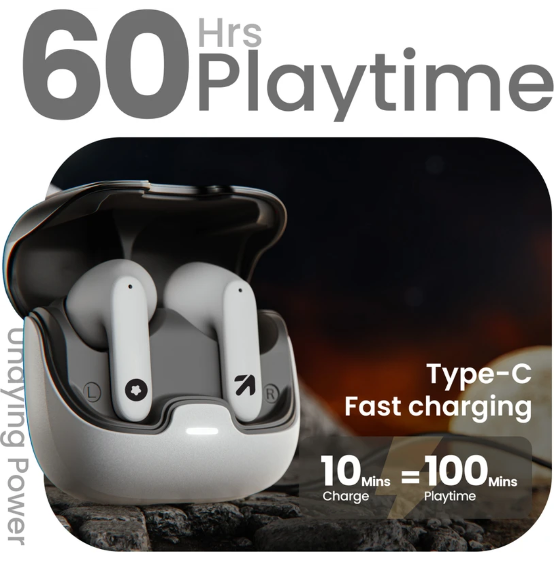 🎧 Premium Wireless Earbuds | 60 Hours Playtime | Type-C Fast Charging | Crystal Clear Sound